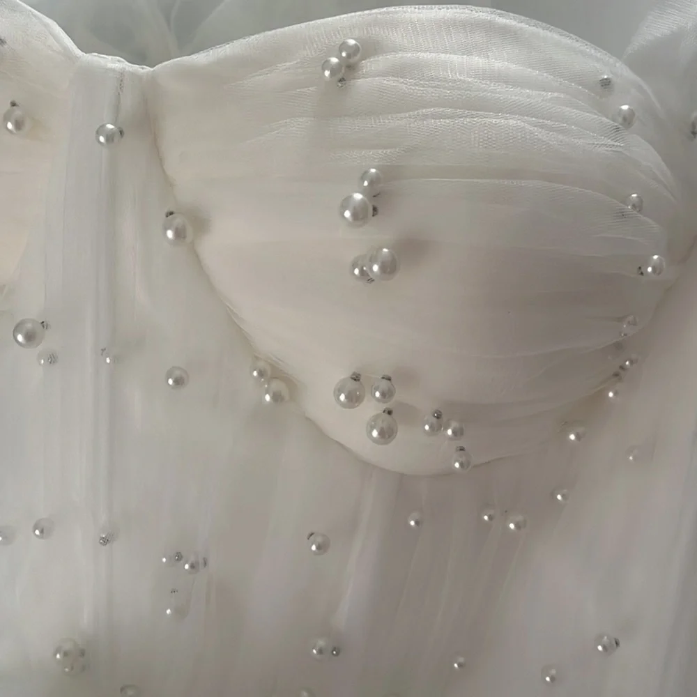 NWT WHITE PEARL DRESS: Ava Gowns Pearl Mini Dress - BRIDAL/ ENGAGEMENT DRESS - Picture 8 of 8